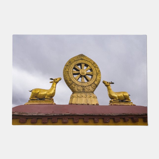 Tapete Tibete, Lhasa - Roda Dharma no templo Jokhang (Frente)