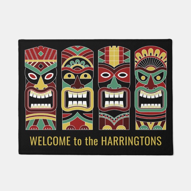 Tapete Tiki Totems chat de porta de texto personalizado (Frente)