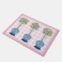 Tapete Tinta-rosa Rosa azul Ginger Jar Doormat Rug