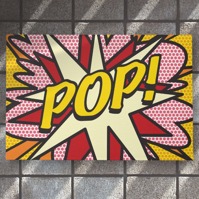 Tapete Típico Moderno da POP da revista em quadrinhos (Comic Book POP Trendy Fun Modern Typographic Doormat)
