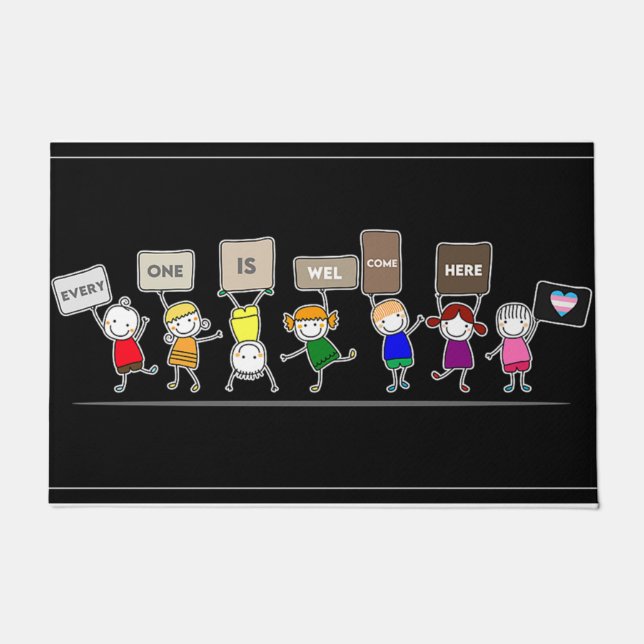 Tapete Todos São Bem-Vindo Aqui, Miúdos Bonitos.  (Frente)