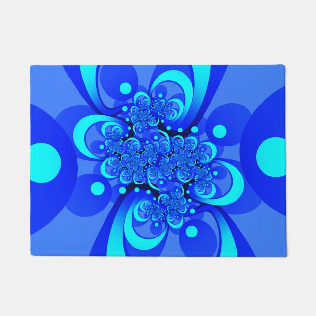 Tapete Tons de Azul Arte Fractal Abstrata Moderna (Frente)
