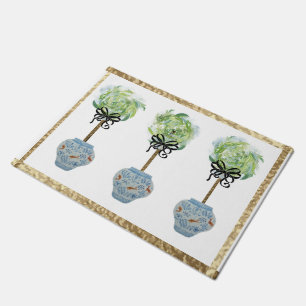 Tapete Topiaries Blue and White Ginger Jar Doormat Rug