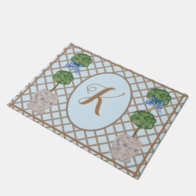 Tapete Topiário do jar Ginger Jar Chinoiserie Azul (Inclinado)