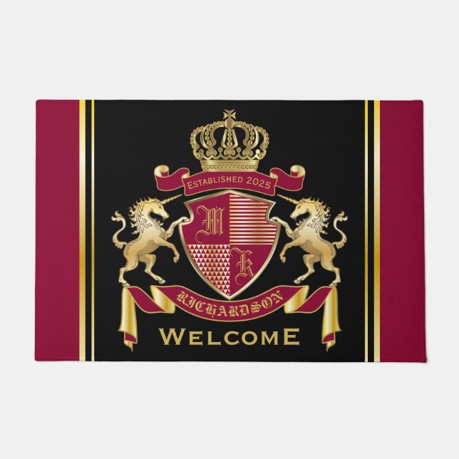 Tapete Torne seu próprio Casaco de armas vermelho Dourado (Frente)