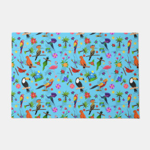 Tapete Toucan Flamingo E Arara - Padrão De Aves Sem Costu