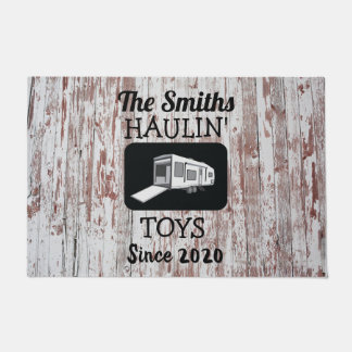 Tapete Toy Hauler Doormat com Barnwood Background