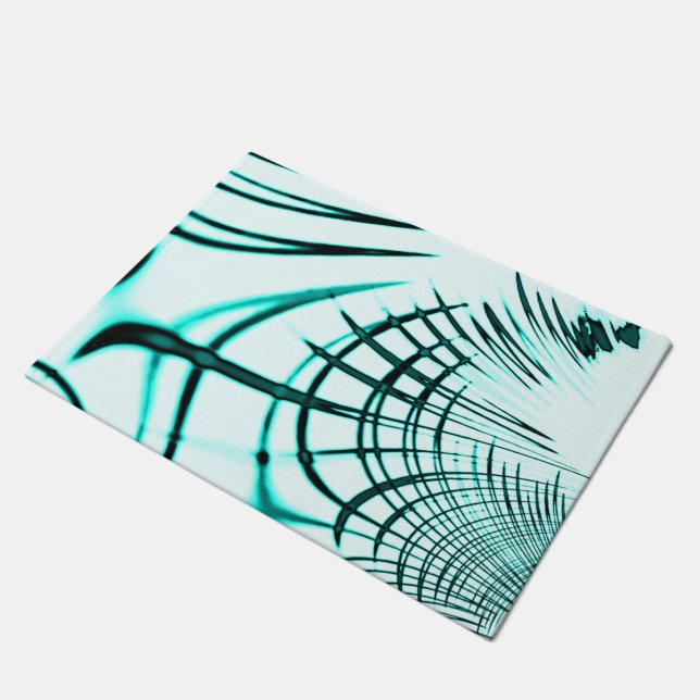 Tapete Traços curvos cianos cruzados sobre fundo leve (Inclinado)