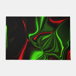 Tapete Traços curvos verdes e vermelhos sobre fundo verde