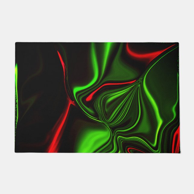 Tapete Traços curvos verdes e vermelhos sobre fundo verde (Frente)