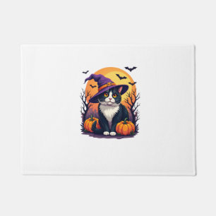 Tapete Traje de Halloween de Gato Preto Retro com Abóbora
