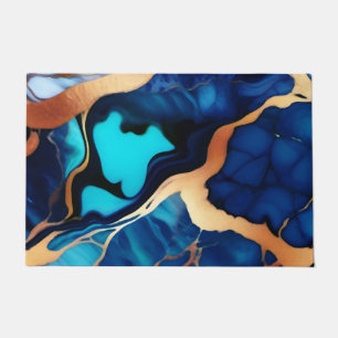 Tapete Trendy Blue Dourado mármore azul amarelo