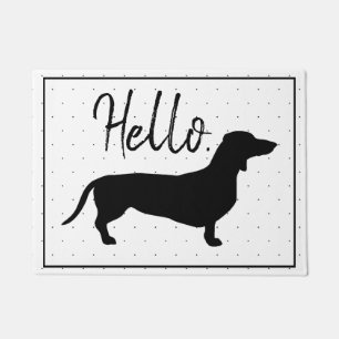 Tapete Trendy Dachshund Silhouette & Black Dots Hello