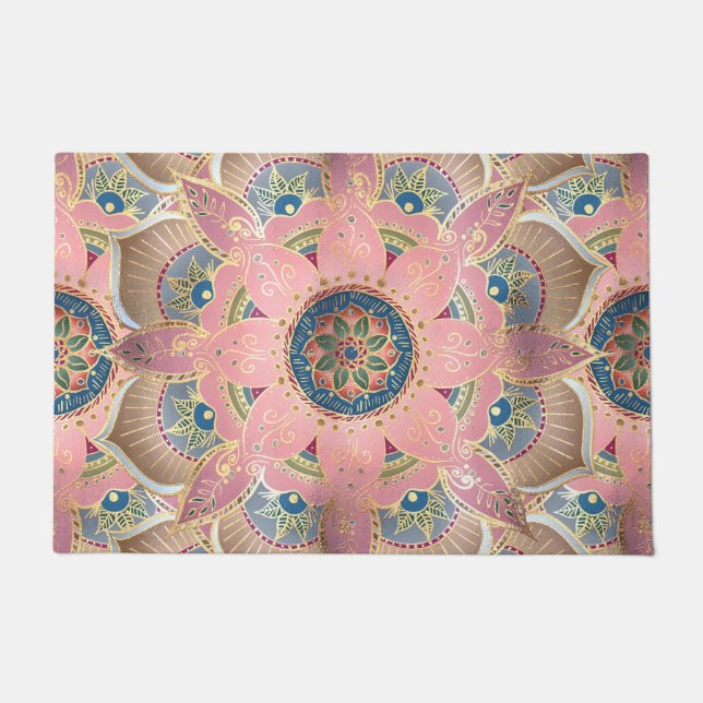 Tapete Trendy Metallic Dourado e Pink Mandala Design (Frente)