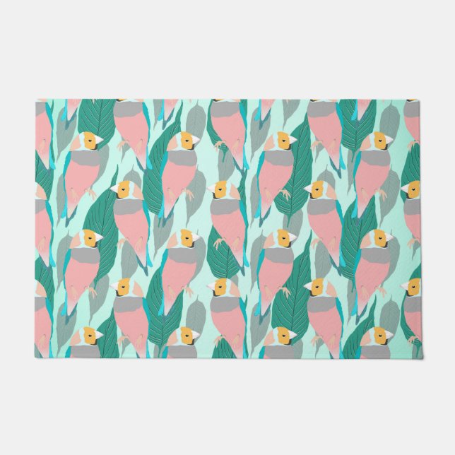 Tapete Trendy Pink Rainbow Finch Bird & Green Foliage (Frente)