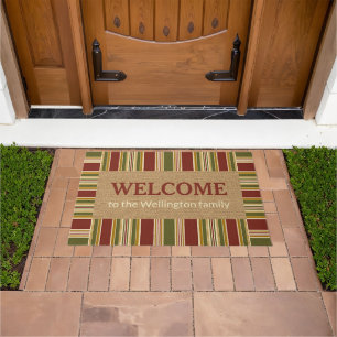 Tapete Trendy Red Green Strips Personalizado - Boas-vinda