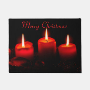 Tapete Três Velas Vermelhas de Natal Avançaram no Domin