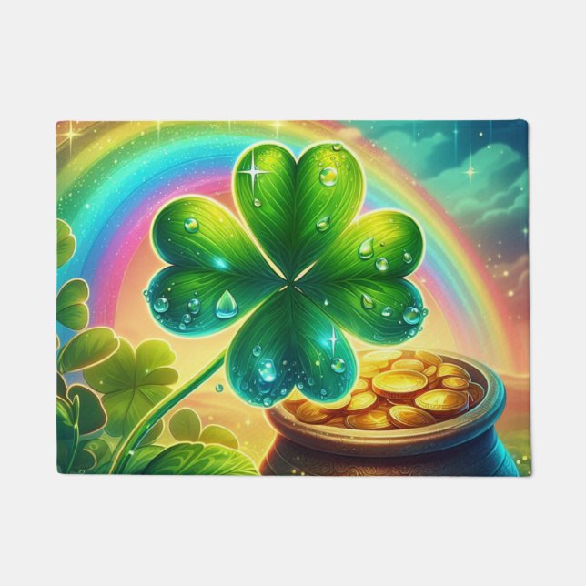 Tapete Trevo do dia do Rainbow Saint Patrick (Frente)
