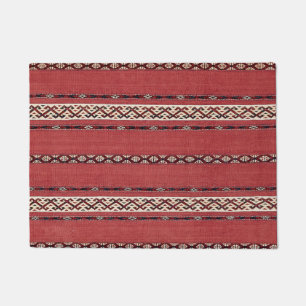 Tapete Triângulo Stripe Kilim II Vermelho Preto Branco 