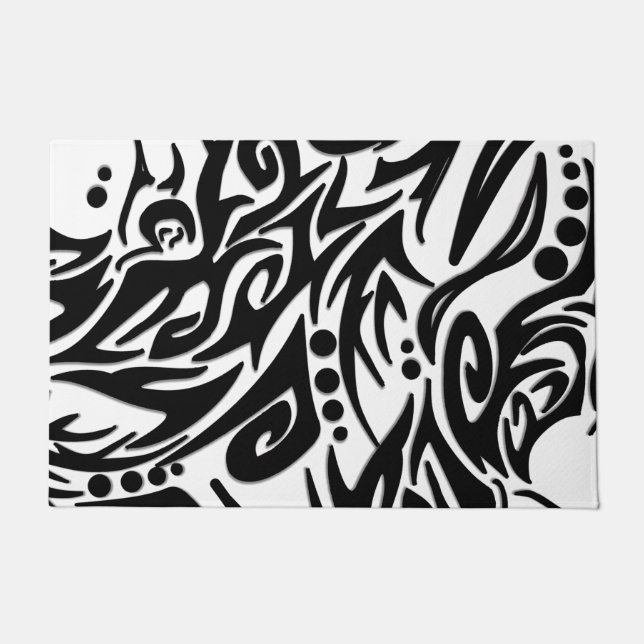 Tapete Tribal abstrato Black (Frente)