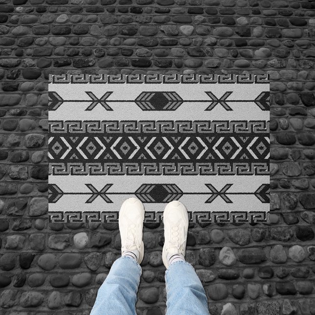 Tapete Tribal Aztec Preto-Branco, Padrão Sudoeste (Criador carregado)