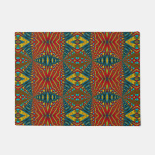 Tapete Tribal Única de Hippie Boho, Abstrato Azul Vermelh