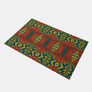 Tapete Tribal Única de Hippie Boho, Abstrato Azul Vermelh