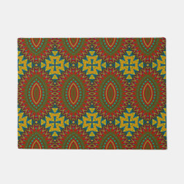 Tapete Tribal Único Hippie Boho Azul Amarelo Vermelho Col