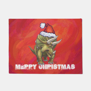 Tapete Tricerátops Natal Em Vermelho