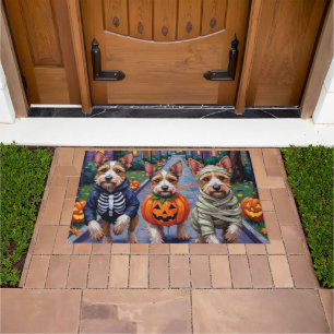 Tapete Tricô-terrier Biewer fantasia de Halloween
