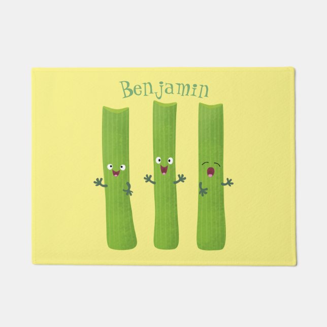 Tapete Trio de palitos de aipo fofo desenho de vegetais (Frente)