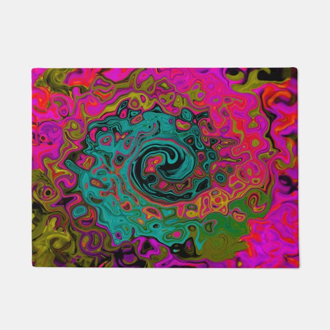 Tapete Trippy Turquoise Abstrato Retro Liquid Swirl (Frente)