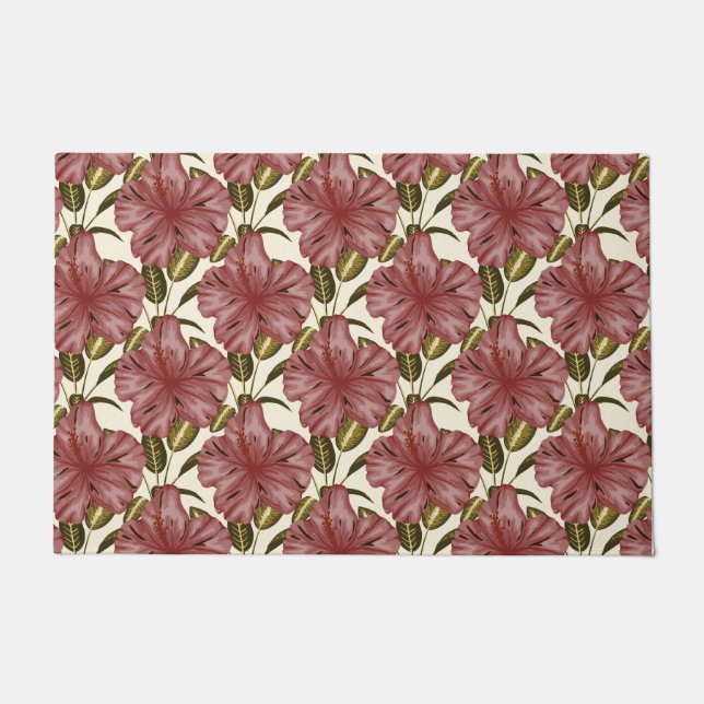Tapete Tropical flowers seamless pattern | red flowers (Frente)