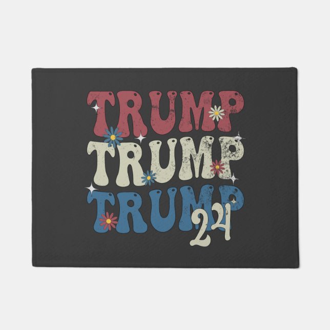 Tapete Trump 2024 Patriotic American Flag 4 De Julho (Frente)