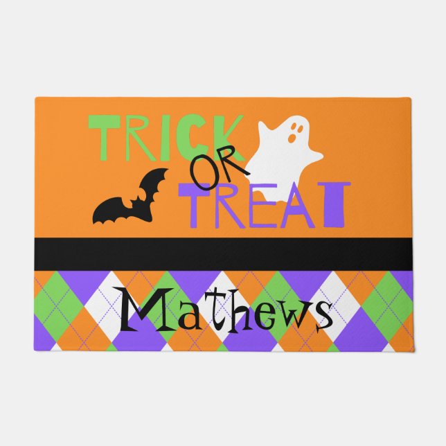 Tapete Truque Spooky ou Tratar Argyle (Frente)