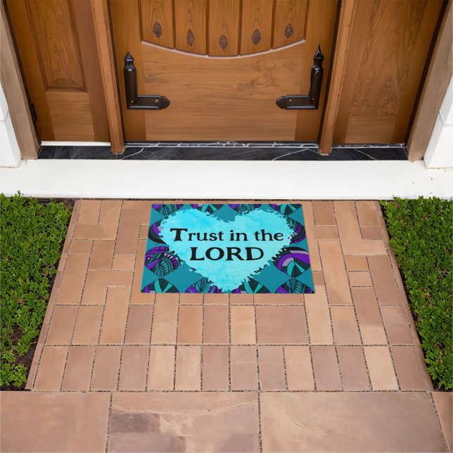 Tapete Trust In The Lord Fish Leaves Purple Teal Grey (Ar livre)