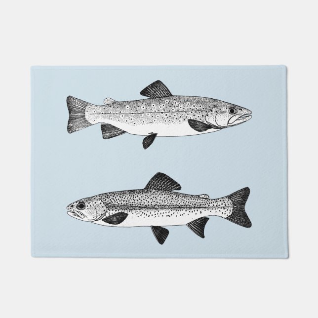 Tapete Truta do vintage - pesca de água doce (Frente)