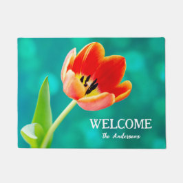 Tapete Tulipa Laranja em Verde