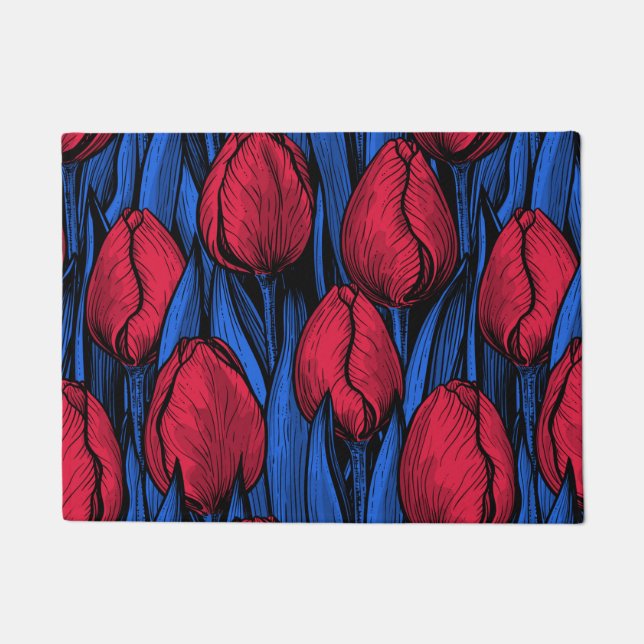 Tapete Tulipas em vermelho e azul (Frente)