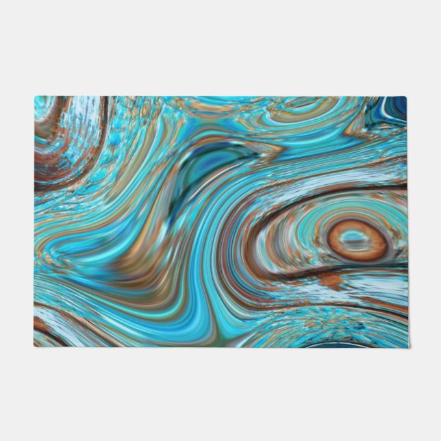 Tapete turquesa azul-de-fazenda Turquesas de madeira (Frente)