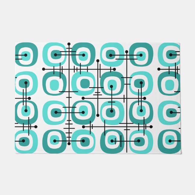 Tapete Turquesa de Abstrato do MCM do Médio Século (Frente)