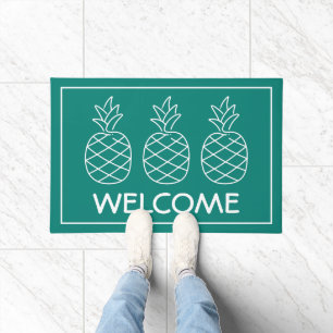 Tapete Turquesa e Ananás Brancos Personalizados