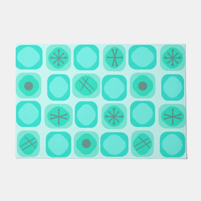 Tapete Turquesa Soft Cubes Mod Art de 1950 (Frente)