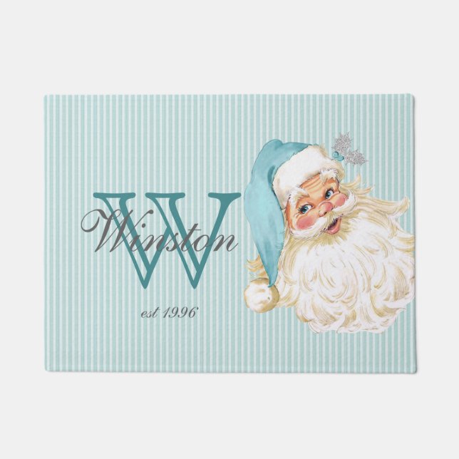 Tapete Turquoise Vintage Victorian Santa Claus Monograma (Frente)