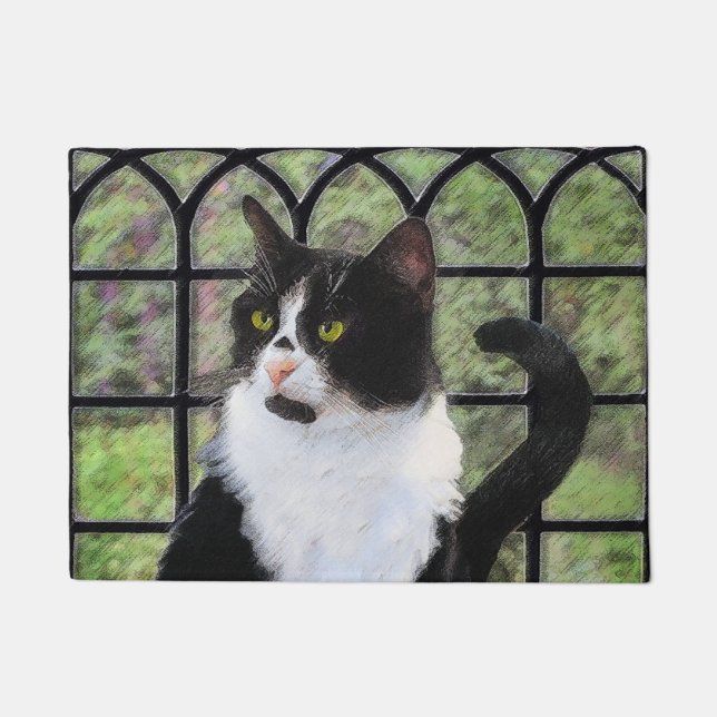 Tapete Tuxedo Cat em Pintura de Janela Arte Animal Origin (Frente)
