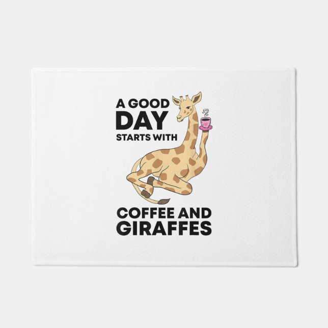 Tapete Um Bom Dia Começa Com Café E Girafa Engraçado (Frente)