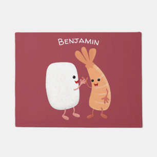 Tapete Um desenho animado de amigos de camarão de sushi