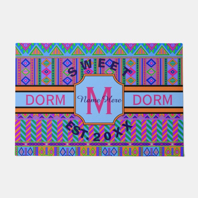Tapete Um Dormo Doce Aztec Tribal Monogramas Dorm Sweet (Frente)