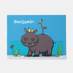Tapete Um hipopótamo engraçado bonito com desenhos animad