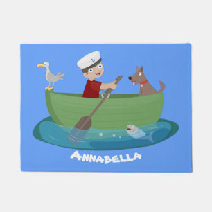 Tapete Um marinheiro e um cartoon de barco a remos de um